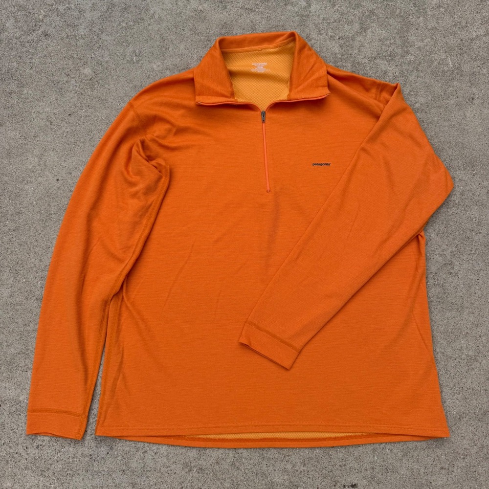Patagonia Mens Capilene Quarter Zip Pullover Orange Large 44252FA
